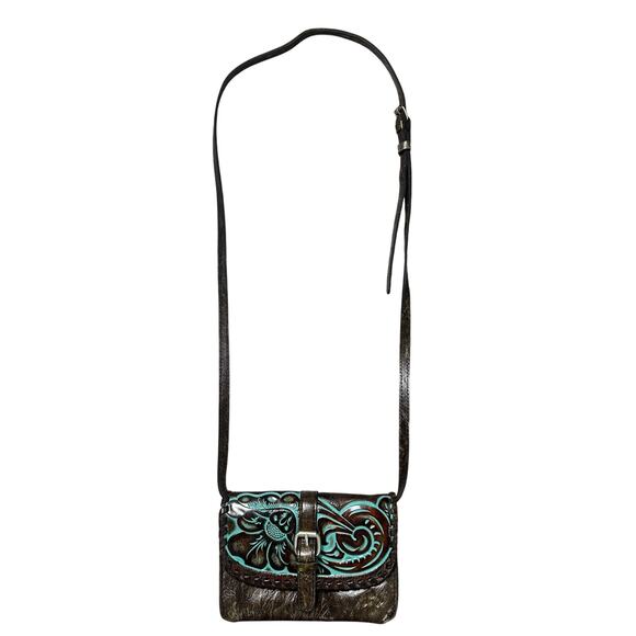 Patricia Nash Torri Tooled Turquoise Crossbody Bag - Picture 2 of 10
